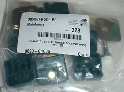 Applied Materials 0690-01685 Clamp Tube 1/4" Single Bolt Polypro 1/4-20 Bag of 4