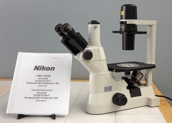 NIKON ECLIPSE TS100-F TRINOCULAR PHASE CONTRAST INVERTED MICROSCOPE WITH MANUAL