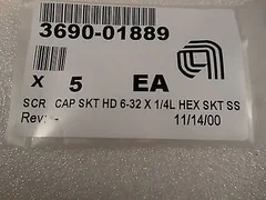AMAT 3690-01889 SCR CAP SKT HD 6-32 X 1/4L HEX SKT SS (lot of 5)
