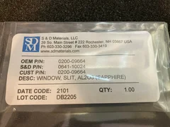 AMAT APPLIED MATERIALS 0200-09664 WINDOW, SLIT, AL2O3 (SAPPHIRE)  
