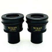 (1) pair Nikon Japan CFW10x Widefield Microscope eyepieces w/Cross Scale READ