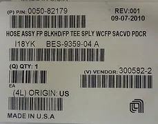 Applied Materials; Hose Assy, FP BLKHD/FP, Tee Sply WCFP SACVD PDCR 0050-82179