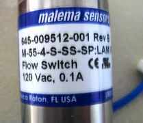 Malema Flow Switch, 645-009512-001 Rev B, M-55-4-S-SS-SP, LAM 853-015767-001