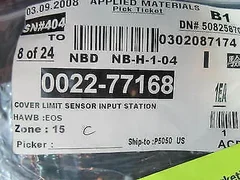 Applied Materials (AMAT) 0022-77168 COVER LIMIT SENSOR INPUT STATION