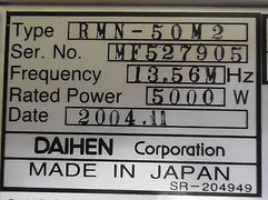 DAIHEN; RMN-50M2, RF MATCHER / AMAT 0190-10906 Rev.001