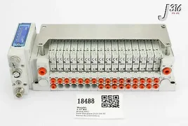 18488 SMC 16-SLOT MANIFOLD ASSY W/ 16 VALVES, AMAT 0190-41158 SS5Y3-DUQ00526