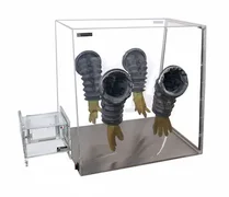 Terra Universal 1689-00-1 Acrylic Plastic Dry 4-Port Glove Box +1684-01 Air Lock