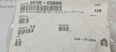 AMAT 3690-05099 SCR Mach HD 1/2-13X3.50L Lot of 10 New #F1