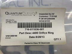 LAM RESEARCH CORPORATION 716-011036-001 4400 ORIFICE RING