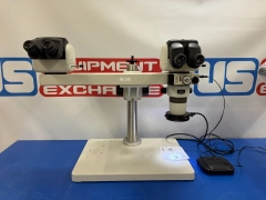 15741 Nikon SMZ800N Dual head trinocular training microscope w/ pointer & light