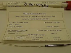 AMAT 0190-09497 P3 Thermocouple Assembly with Report of Temperature Calibration