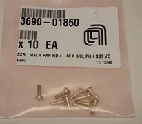 AMAT 3690-01850 MACH PAN HD 4-40 X 3/8L PHH SST VE