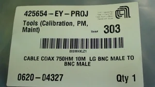APPLIED MATERIALS AMAT COAX CABLE 750 OHM 10 METER 0620-04327 BNC MALE