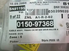 Applied Materials AMAT 0150-97368 Cable Assembly Trans CH MF Dir Driver RSLVR 4