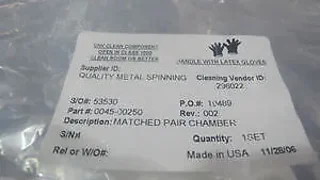 APPLIED MATERIALS P/N 0045-00250 -002 MATCHEFD PAIR CHAMBER