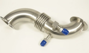 AMAT 0050-14694-P1 Vacuum Tube NW50 KF50 Double 90° Bellows Dual 1/4" VCR NOS