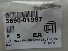 5PCS APPLIED MATERIALS 3690-01997 SCR MACH PAN HD 8-32 X 3/8L PHIL SST