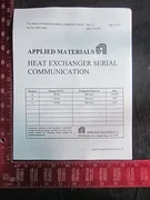 Applied Materials (AMAT) 0250-35965 Heat Exchanger Serial Communication Specifi