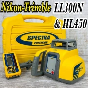 Nikon Trimble LL300N Laser Level w/ HL450 Receiver Tripod Clamp HS-OD From Japan
