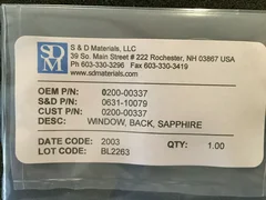 AMAT APPLIED MATERIALS 0200-00337 WINDOW, BACK, SAPPHIRE