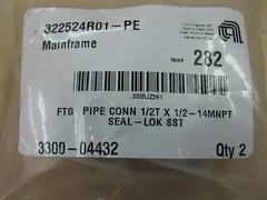 Applied Materials 3300-04432 FTG PIP CONN 1/2T X 1/2 -14MNPT SEAL-LOK SST
