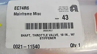 APPLIED MATERIALS P/N 0021-11540 SHAFT THROTTLE VALVE 10INCH W/ STIFFNER