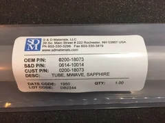 AMAT APPLIED MATERIALS 0200-18073 TUBE, SAPPHIRE, MWAVE SOURCE HDP-CVD, NEW