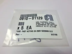 AMAT 0910-01129 FUSE FAST ACTING 2 A 250V 5X20 MM GLASS (Lot of 5 fuses)
