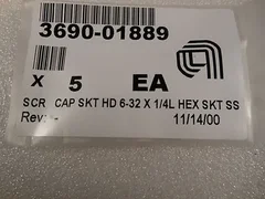 AMAT 3690-01889 SCR CAP SKT HD 6-32 X 1/4L HEX SKT SS (lot of 5)