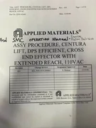 AMAT 0250-41640 ASSY PROC CENTURA LIFT DPS EFFICIENT CROSS END EFFECTOR MANUAL