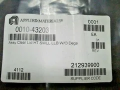 Applied Materials 0010-43203 Assy Clear Lid HT SWLL LLB W/O Dega,4112,Unus^92428