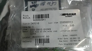 APPLIED MATERIALS - 0910-01049 - FUSE PICO 1A 125V AXIAL LEAD