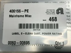 Applied Materials (AMAT) 0060-00695 LABEL E-CLEAN CART, POWER RATING