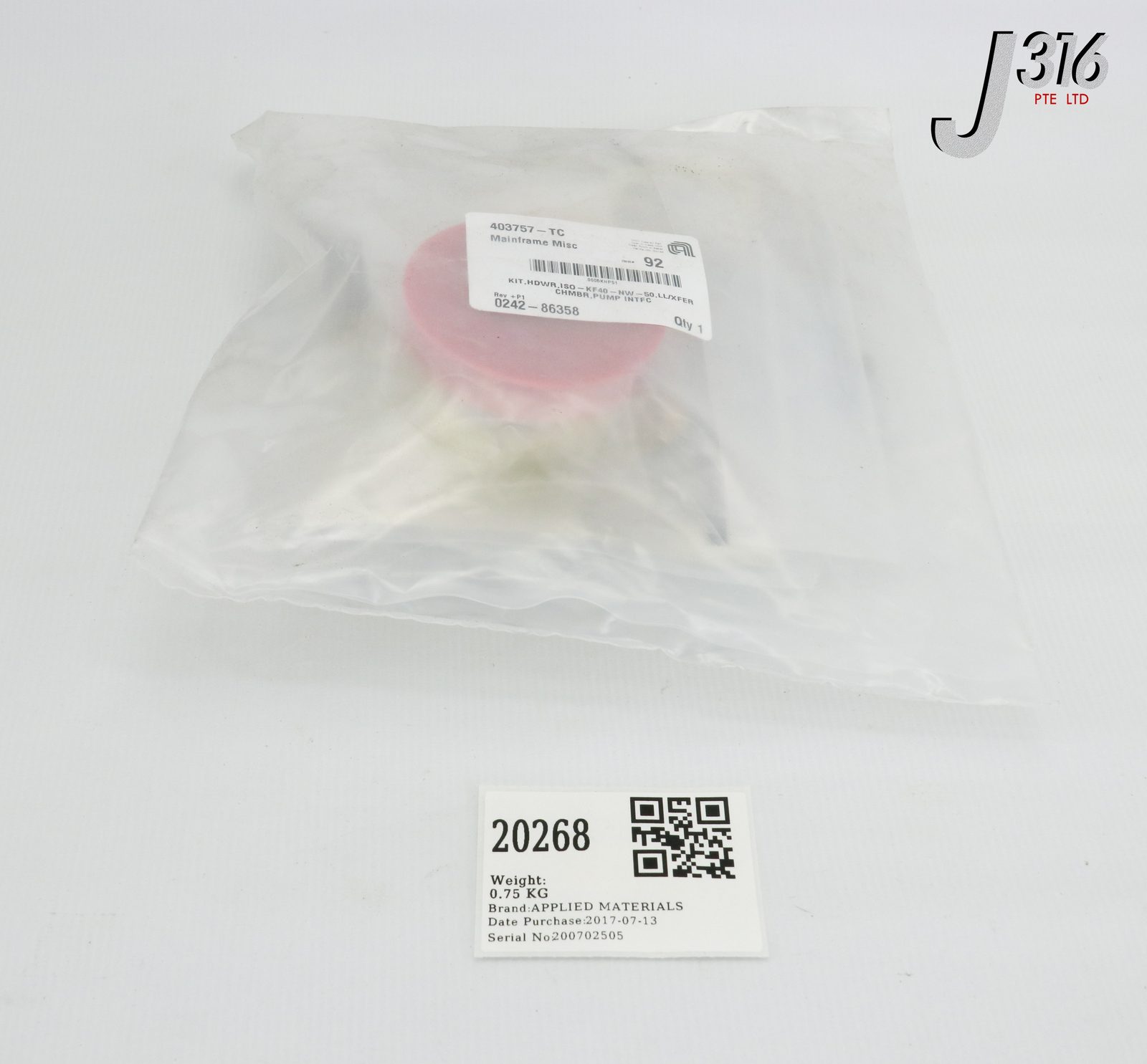 20268 APPLIED MATERIALS KIT HDWR. ISO-KF40-NW50 LL/XFER 0242-86358