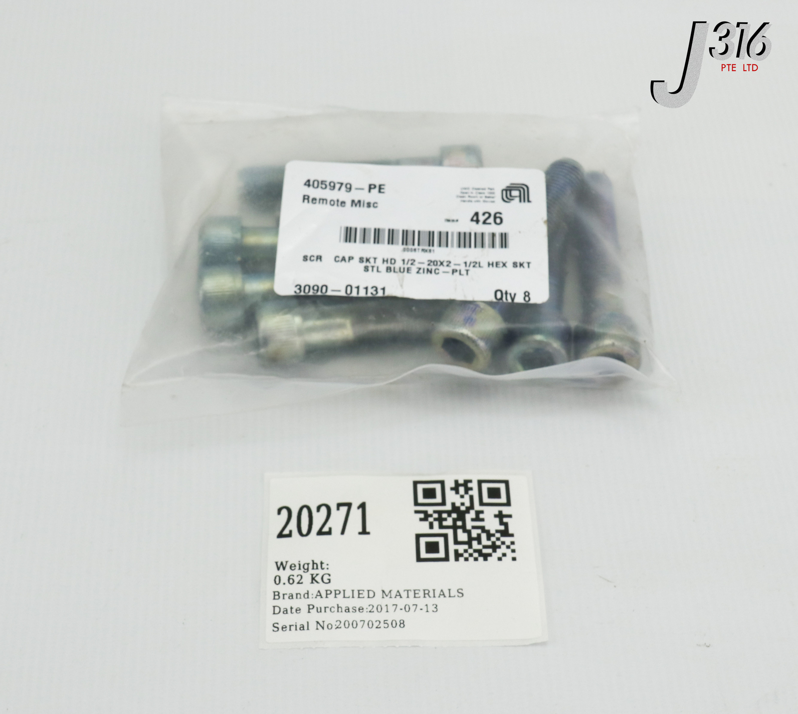 20271 APPLIED MATERIALS SCR CAP SKT HD 1/2-20X2.5L 3090-01131