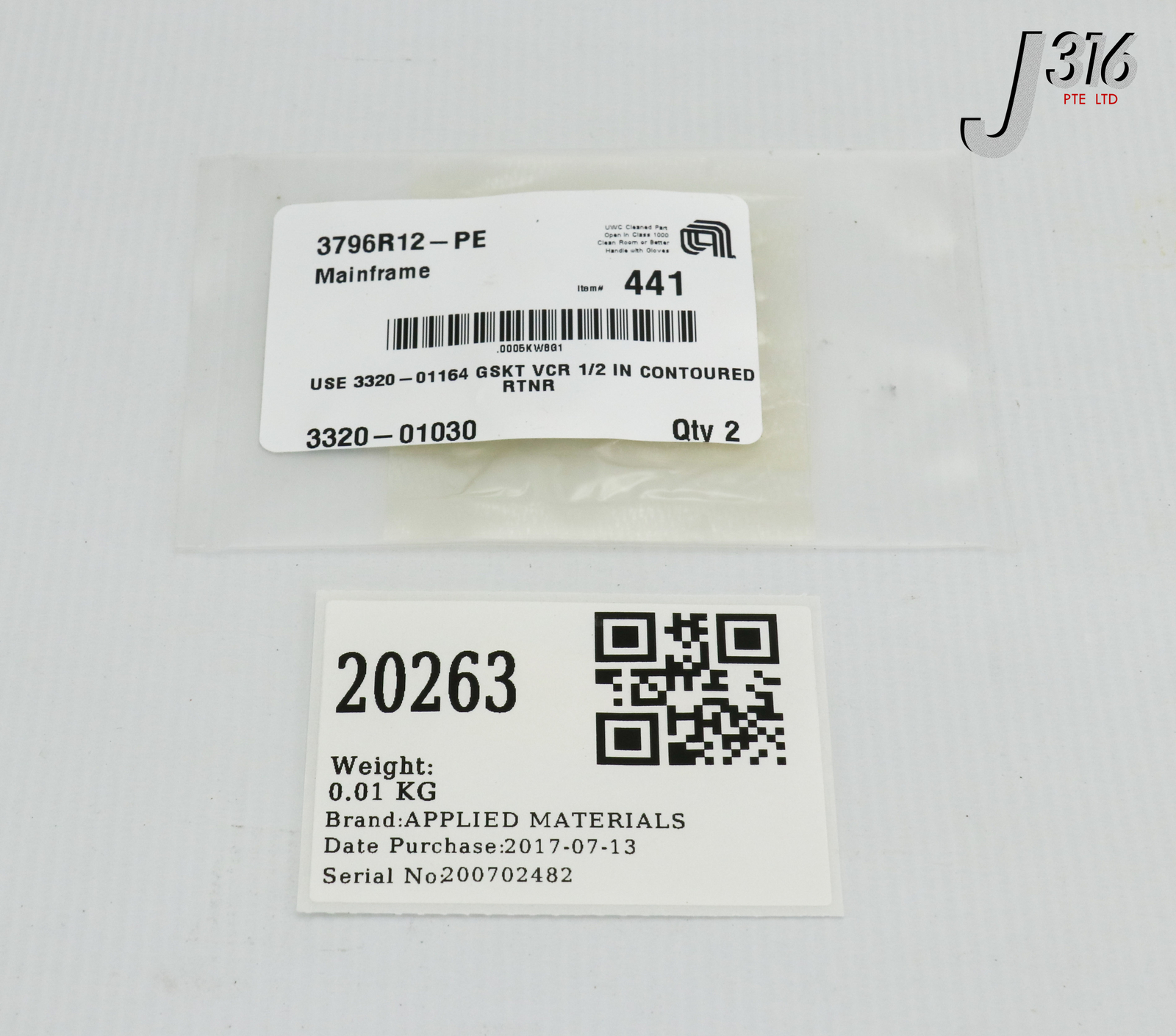 20263 APPLIED MATERIALS USE 3320-01164 GSKT VCR 1/2 3320-01030