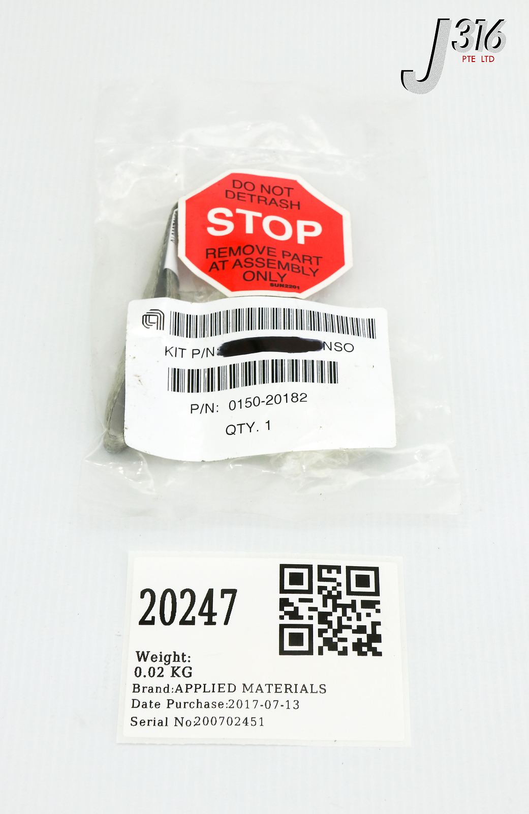 20247 APPLIED MATERIALS CABLE ASSY, CHASSIS GND, MDX, 1 FT (NEW) 0150-20182