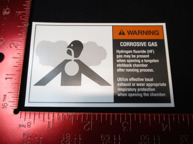 Applied Materials (AMAT) 3460-01124 LABEL WARNING CORROSIVE GAS (PACKS OF 32)