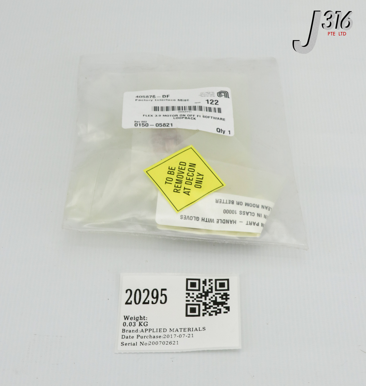 20295 APPLIED MATERIALS FLEX 3.0 MTR ON OFF FI SOFTWARE LOOPBA NEW 0150-05821