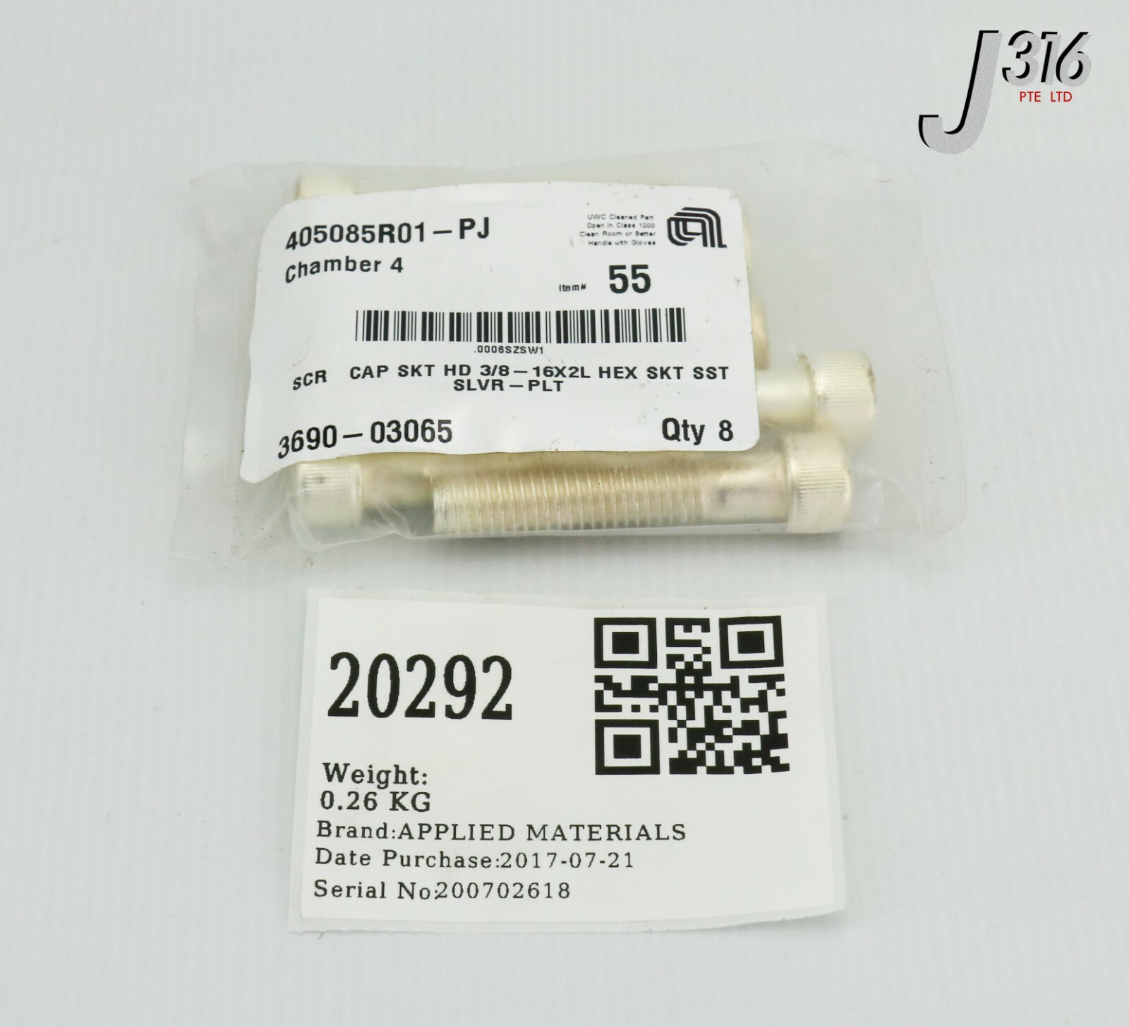 20292 APPLIED MATERIALS SCR CAP SKT HD 3/8-16X2L HEX 3690-03065