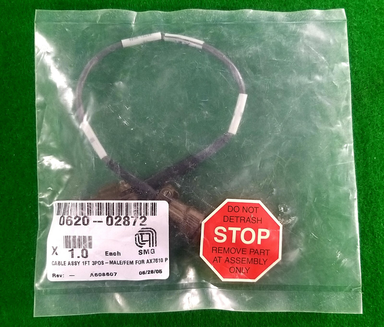 AMAT 0620-02872 CABLE ASSY 1FT 3POS -MALE/FEM FOR AX7610 P, NEW