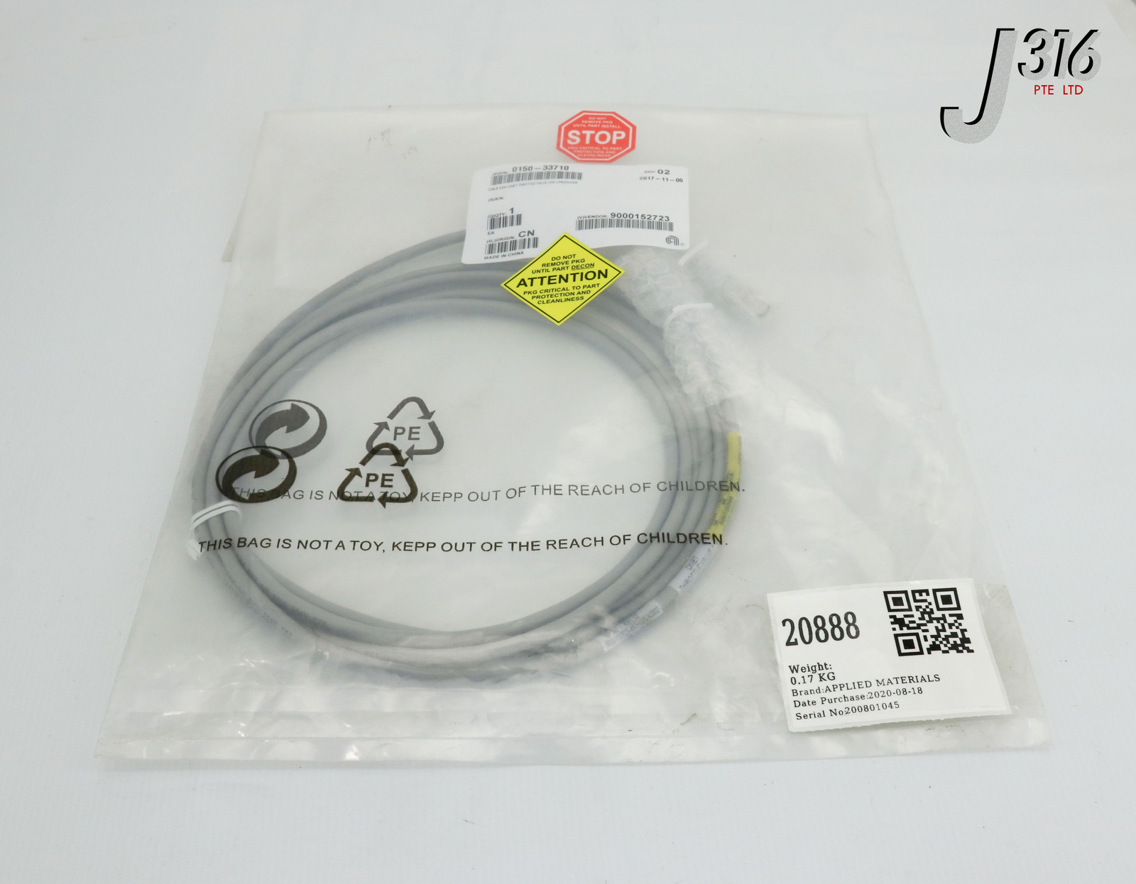 20888 APPLIED MATERIALS CABLE ASSY DNET-THROT VLV 0150-33710