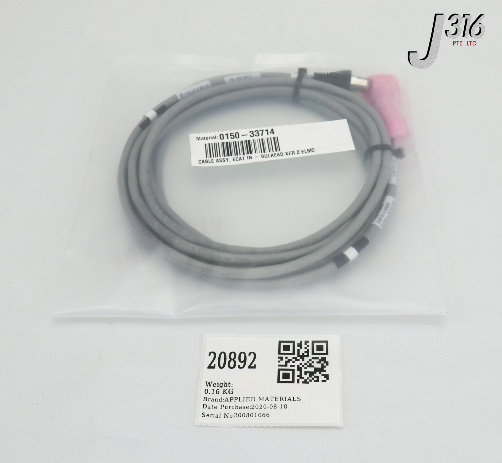 20892 APPLIED MATERIALS CABLE ASSY, ECAT IN-BULKEEAD XFR 2 ELMO (NEW) 0150-33714