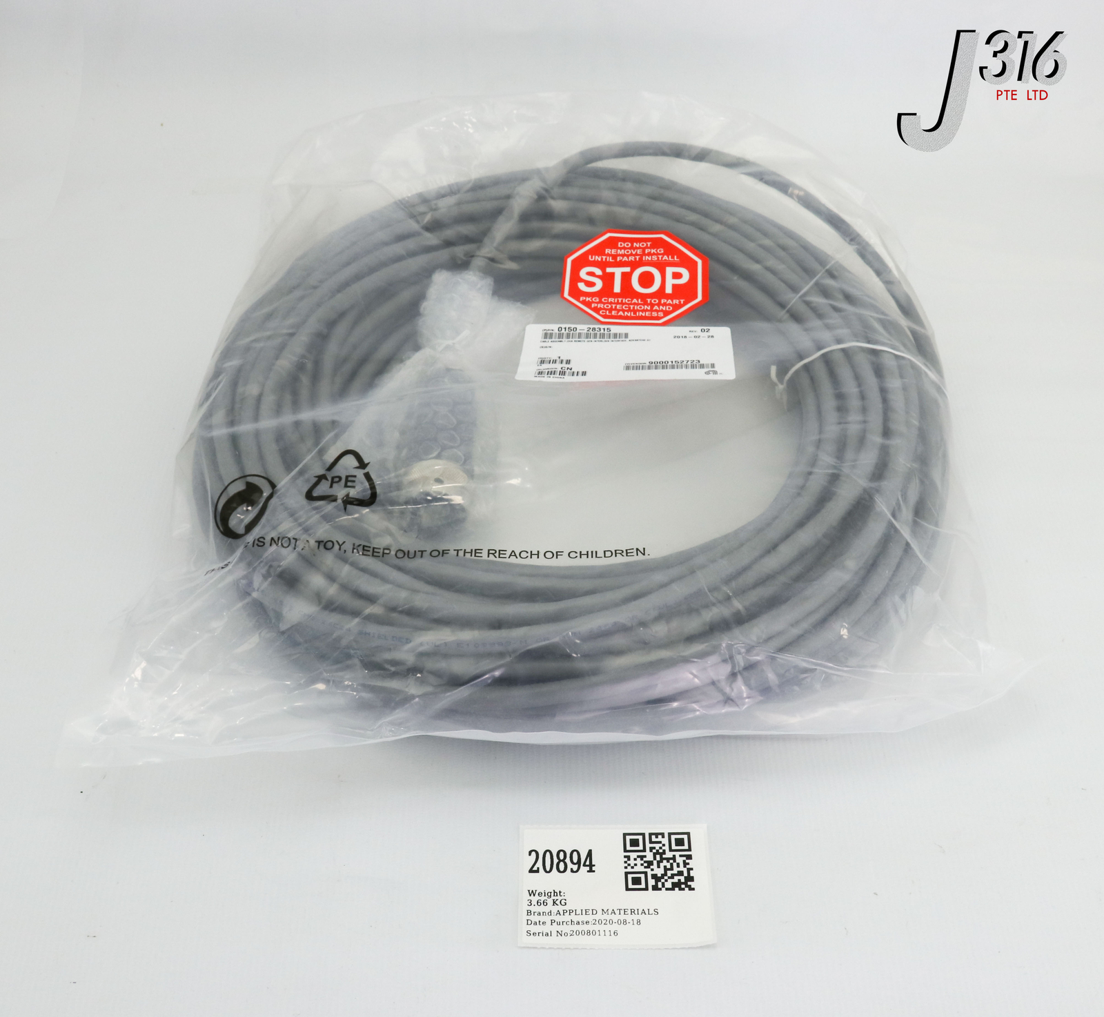 20894 APPLIED MATERIALS CABLE ASSY CHA REMOTE GEN 0150-28315