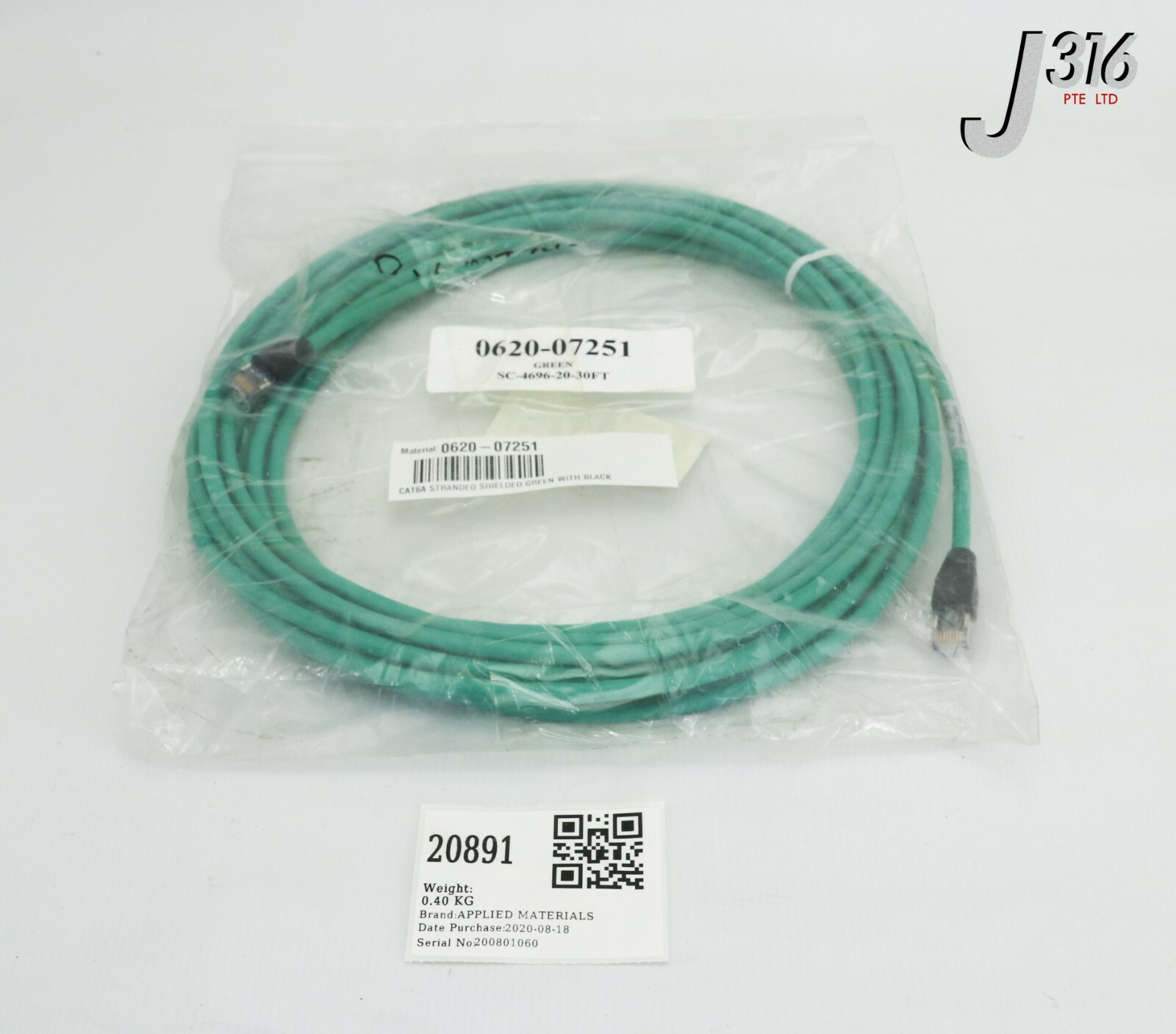 20891 APPLIED MATERIALS CABLE ASSY CAT6A STRANDED 0620-07251