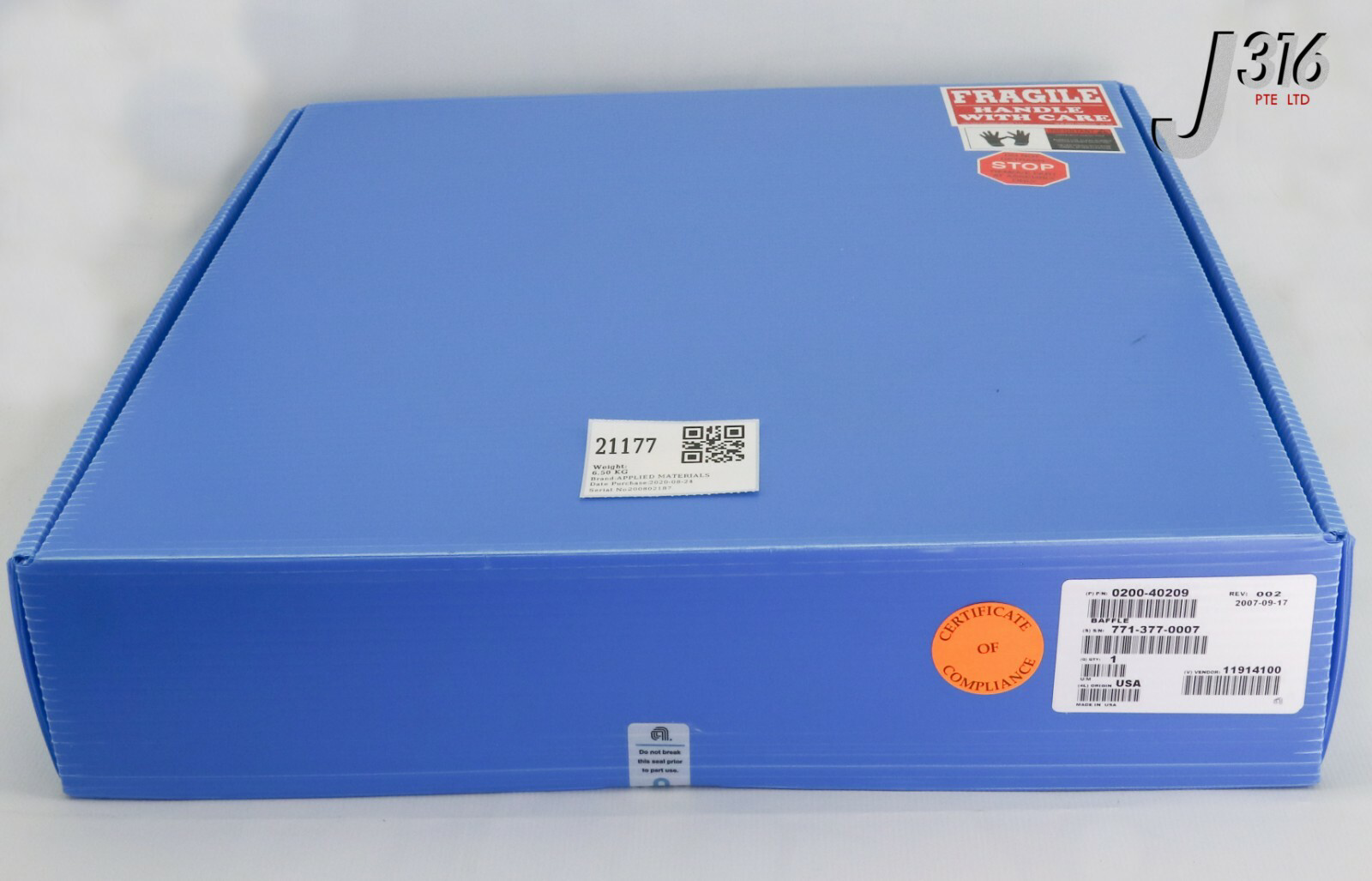 21177 APPLIED MATERIALS SLAB Si 18X HOLES BAFFLE .080 THK CGF NEW 0200-40209