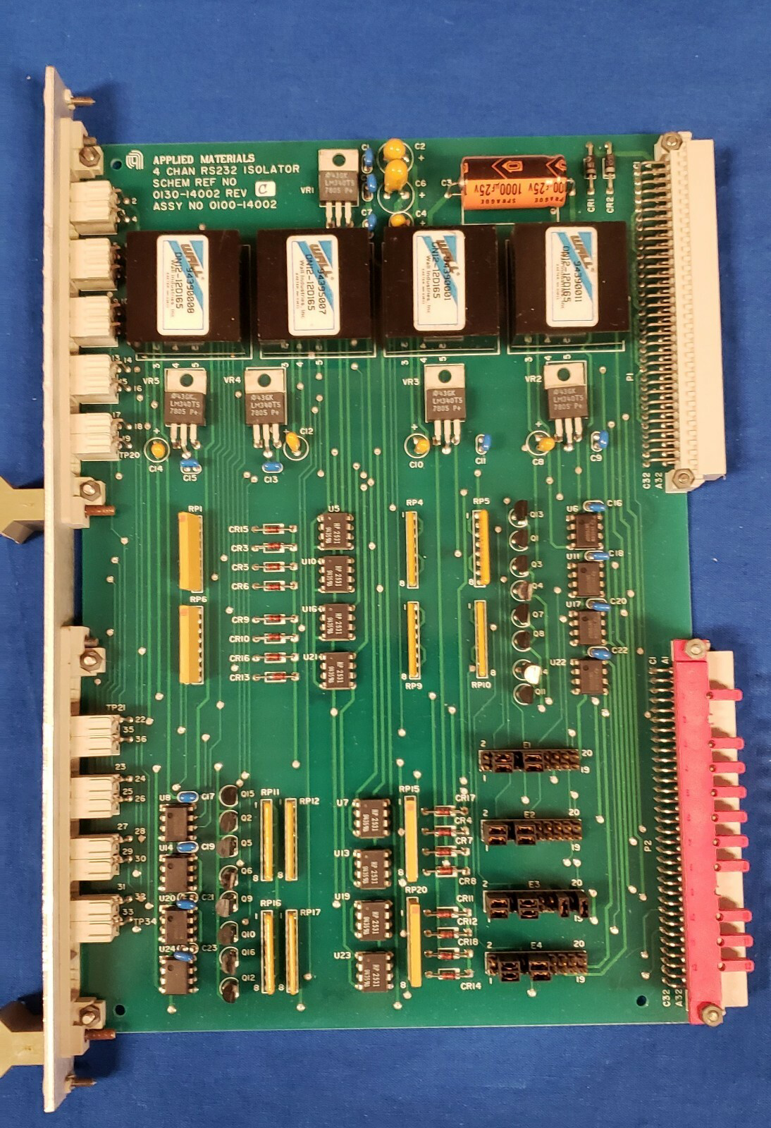 Applied Materials AMAT 0100-14002 4 Channel RS232 Isolator schem 0130-14002 revC