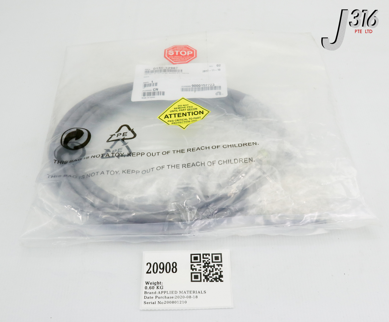 20908 APPLIED MATERIALS CBL ASSY J64-XFR 2 SV PNEU BHD XFR1 PROD(NEW) 0150-32967