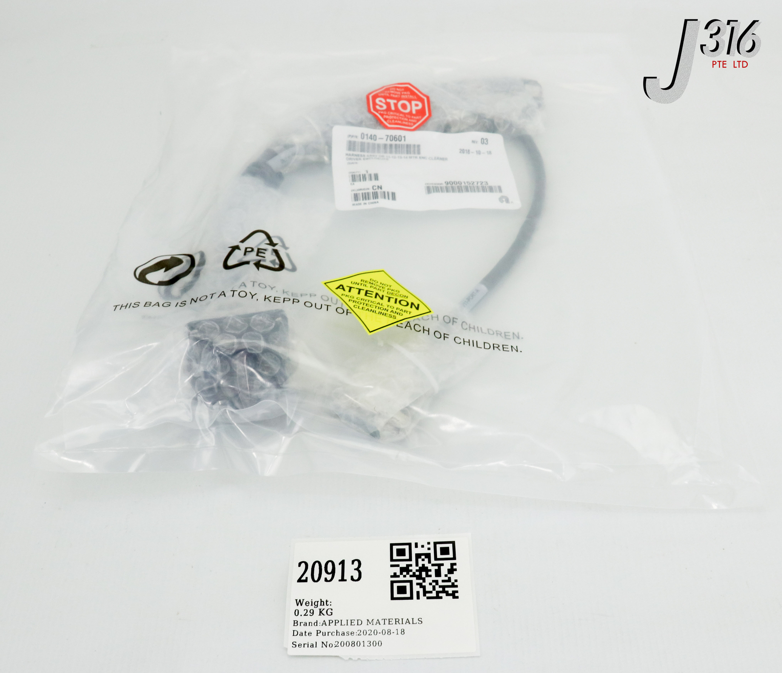 20913 APPLIED MATERIALS HARNESS ASSY, DR 11-12-13-14 MTR ENC (NEW) 0140-70601