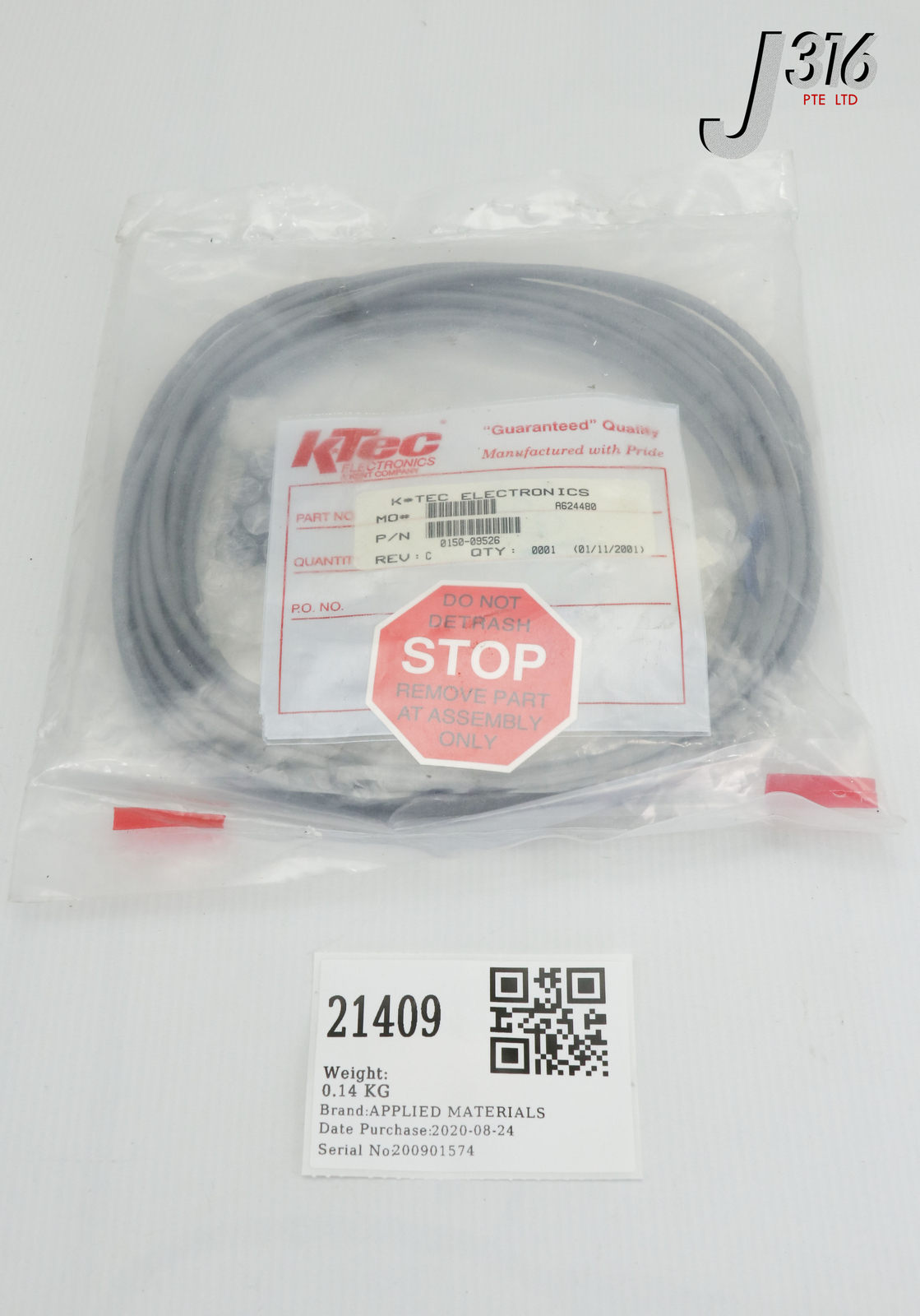 21409 APPLIED MATERIALS CABLE ASSY PC BASED ENDPOINT INTERFACE (NEW) 0150-09526